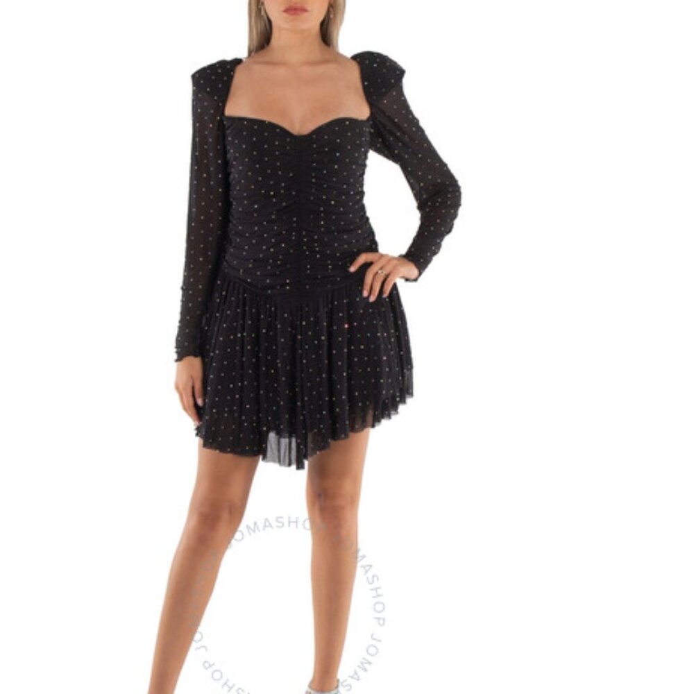 ROTATE Birger Christensen !Rhinestone-Embellished Ruffle Mesh Mini Dress(US/8,)